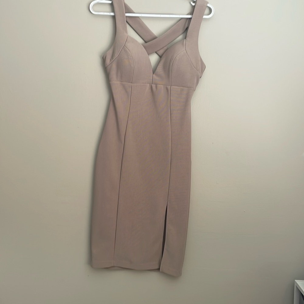 Open back cross cross bodycon dress with slit